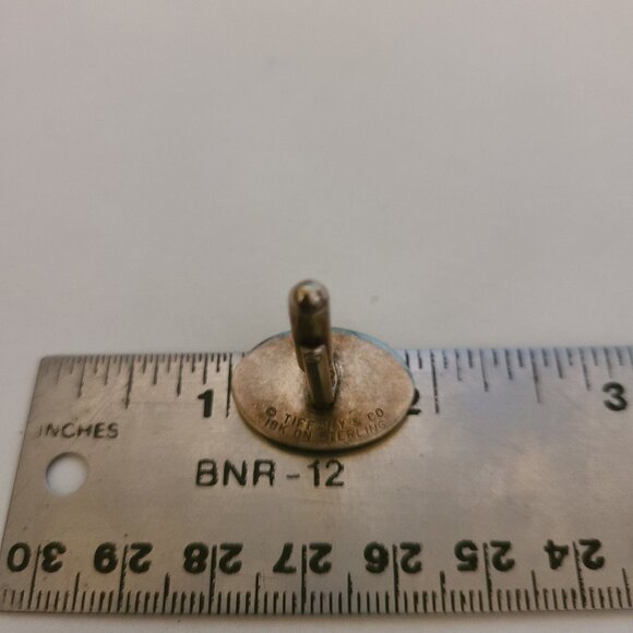 Vintage Tiffany & Co Single 18K Gold Sterling Silver Oval Replacement Cufflink - Picture 3 of 4